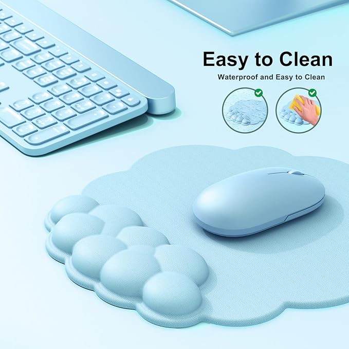 Cloud Mouse Pad with Wrist Rest, Cloud Keyboard Wrist Rest, Mouse Pad Wrist Support, Ergonomic Cloud Keyboard Mouse Wrist Support (Blue)