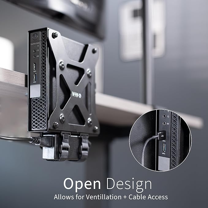VIVO Behind Monitor VESA Mount Designed for Dell OptiPlex Micro CPU, Monitor Arm Computer Holder, Concealed Behind Screen, Desk Clamp Option, Black, Mount-DLMM1