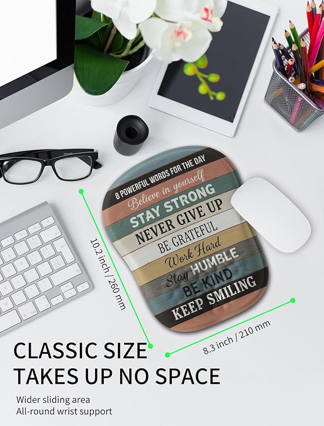 Hokafenle Ergonomic Wrist-Hugging Mouse Pad Wrist Support, U-Shaped Holding Wrist Rest Mousepad for Carpal Tunnel Pain Relief with Cushioned Memory Foam Slope Massage Bulge (10.2x8.3 in,Believe)