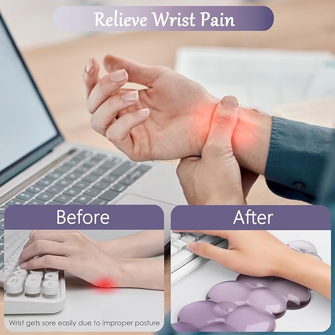 Gel Cloud Wrist Rest for Keyboard and Mouse Gradient Purple Clear Keyboard Wrist Rest Transparent Ergonomic Cute Mouse Wrist Pad Silicone Non-Slip Wrist Pad for Computer Gaming Laptop Home Office