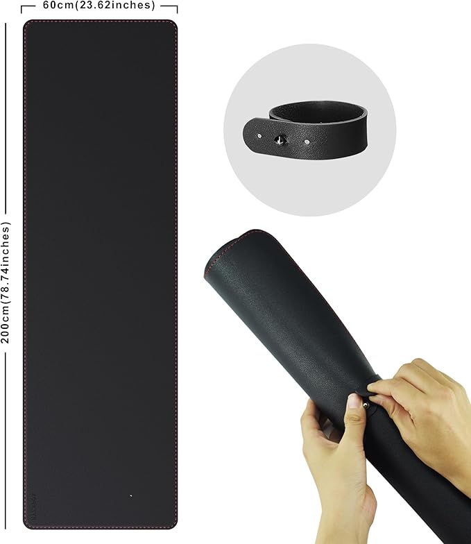 ZORESYN Extra Long Office Desk Mat 78.7"x23.6", Waterproof PU Leather Desk Pad with Non-Slip Base, Large Writing Surface & Mouse Pad for Home Office, Black