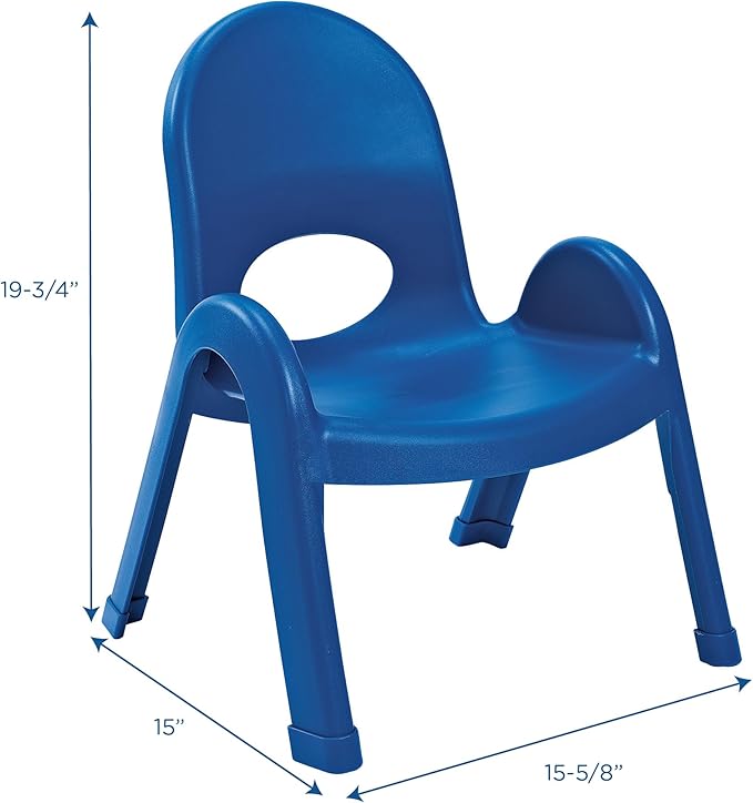 Children’s Factory Value Stack 9" Child Chair, Royal Blue, 2 Pack, Stackable Ergonomic Seating Solution for Classrooms and Homeschools