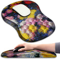 Hokafenle Ergonomic Mouse Pad Wrist Support with Massage Design, Wrist Rest Mousepad with Memory Foam&Non-Slip PU Base, Mouse Pads for Wireless Mouse & Desk(12x8 inch,Monet Chrysanthemum)
