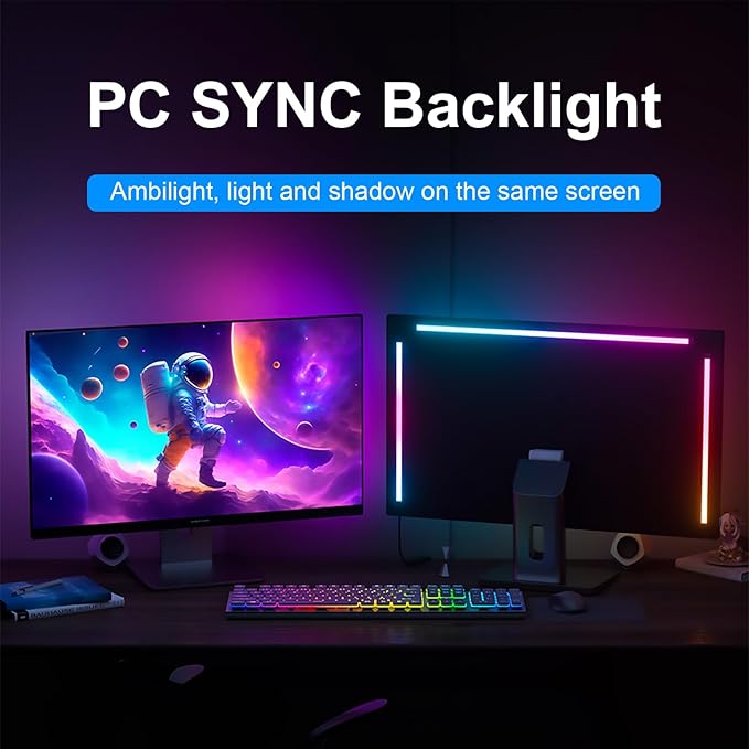 DS Gaming Monitor Light, Backlight with Screen Color sync Effect for 27-34inch Computer Monitor, Compatible with Windows