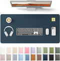 YSAGi Leather Desk Protector, Office Mat, Large Mouse Mat, Non-Slip PU Leather Blotter, Laptop Pad, Waterproof Writing Pad for Office and Home (Dark Blue, 35.4" x 17")