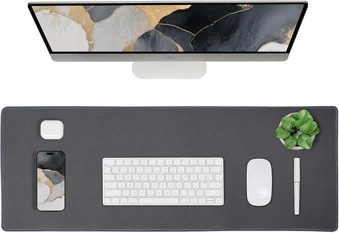 ALOANES Waterproof Mouse Pad with Durable Stitched Edge, XL Gaming Keyboard Pad, Non-Slip Rubber Base Mouse Mat, Desk pad for Gamer, Office & Home, Dark Gray Mousepad 31.5"x 11.8"x 0.12"