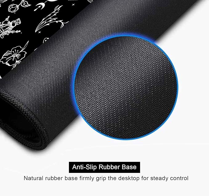 Goth Desk Mat, Black Occult Large Gaming Mouse Pad, Halloween Witchy Celestial Mushroom XXL Mousepad, Office Desk Decor Accessories Gifts