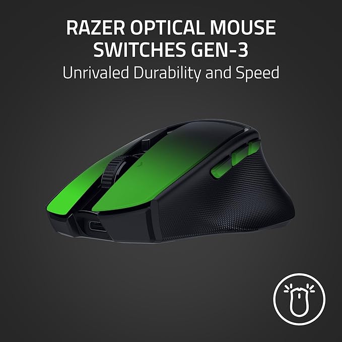 Razer Basilisk Mobile Portable Ergonomic Wireless Gaming Mouse: 10 Programmable Controls HyperScroll - Optical Switches Gen-3 - Long Battery Life - AI Prompt - 2.4 GHz, Bluetooth, USB C