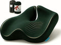 Orthopedic Coccyx Cushion for Tailbone Support, Sciatica and Back Comfort - XL Memory Foam Seat Cushions for Office Chairs, Car, Gaming - Ergonomic Cushion with Removable Spare Cover (Green)