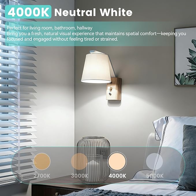 Brightever A19 Dimmable LED Bulbs, 100 Watt Equivalent Light Bulb, 12W Standard e26 Bulbs Neutral White 4000K, 1100 Lumens, Energy Efficient for Bedroom Living Room Home Office Lamp, 4-Pack