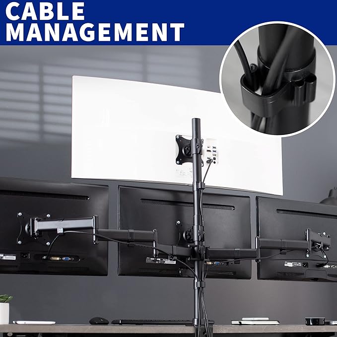 VIVO Quad Monitor Adjustable Heavy Duty Mount, Articulating Stand for 4 LCD Screens up to 24 inches STAND-V004Y