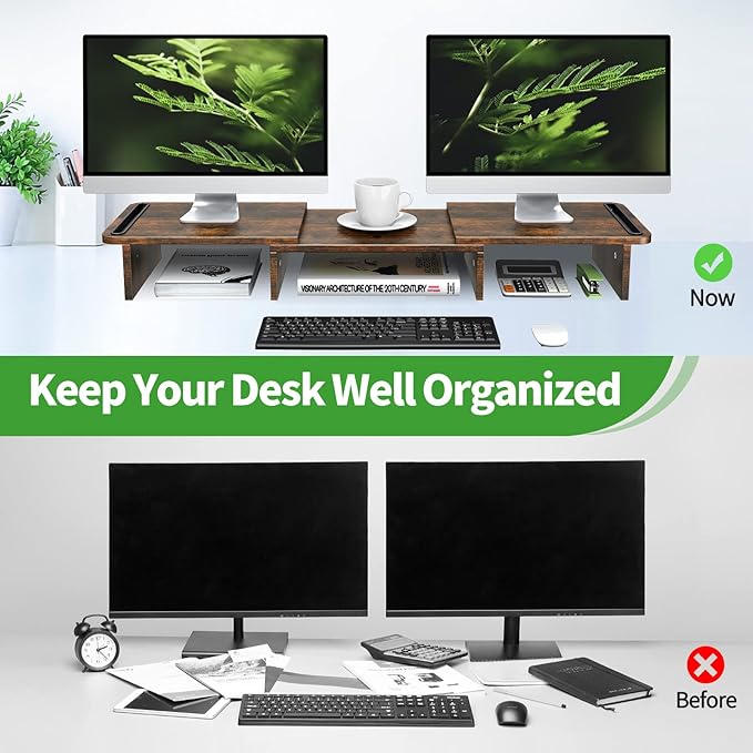Zimilar Dual Monitor Stand Riser – Rust Brown Large