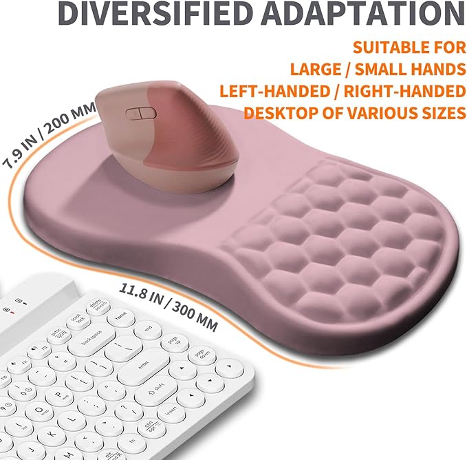 Ergonomic Joint Wrist Support Mouse Pad with Memory Foam Cushion Massage Bump, Carpal Tunnel Mousepad Slope Design for Wrist Rest, 11.8x7.9 in, Thistle