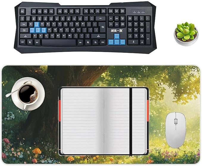 Cute Fox Mouse Pad, Large Extended Desk Mat 30x60cm (12"x24"), Forest Animal Gaming Mousepad with Non-Slip Rubber Base, Stitched Edges, Water-Resistant for Office Home