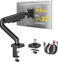monTEK Single Monitor Arm with USB Fully Adjustable Monitor Mount Fits 17-32 inch Screens Desk Monitor Stand up to 19.8lbs with Clamp/Grommet, Cable Management, Quick Release Plate, VESA 75/100mm