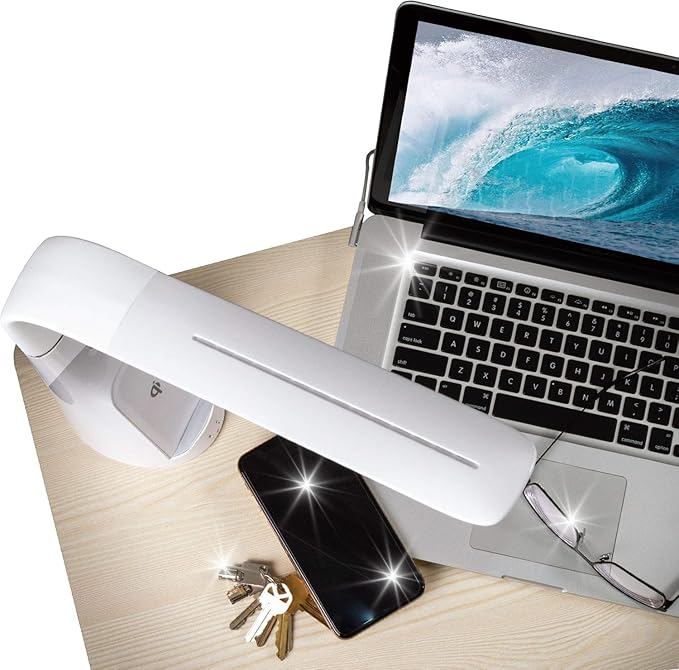 OttLite Purify LED Sanitizing Desk Lamp with Wireless Charging – Eliminates up to 99.9% of Bacteria, Touch Activated, Flexible Neck, Modern Light for Reading, Crafting & Office Desktop