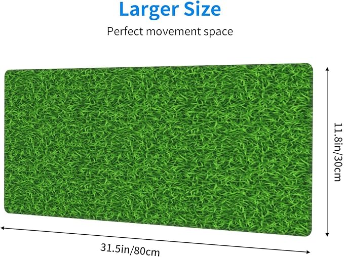 Large Mouse Pad XXL, Green Grass Print Gaming Mouse Pad, Big Desk Mat with Stitched Edges Mousepad for Gaming Keyboard Computer Laptop Office, 31.5'' X 12''