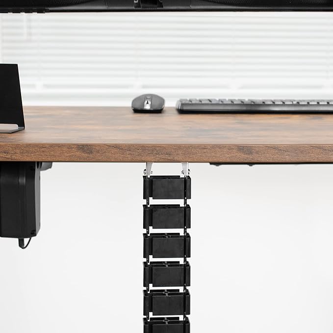 VIVO Under Desk Vertebrae Cable Management Kit, Adjustable Quad Entry Flexible Cord Organizer for Home Office, Black, DESK-AC01C