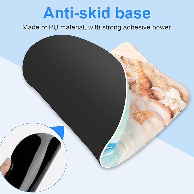 Ergonomic Wrist Mouse Pad with Massage Design, Wrist Rest Pain Relief Mousepad with Memory Foam Non-Slip PU Base, Mouse Pad with Wrist Support for Wireless Mouse & Desk,Y Starfish and Beach