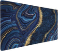 Gaming Mouse Pad,Large Mouse Pads for Desk,Non-Slip Rubber Base Extended Mousepad,XXL Keyboard Mouse Mat,Computer Keyboard Desk Pad with Stitched Edges,35.4x15.8inch,Blue Golden Marble
