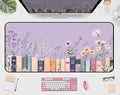 Purple Book Desk Pad Mat XXL, Lavender Flower Large Mousepad, Game Desk Mat, Extended Laptop Keyboard Mats, Cute Desktop Protection Pad, Women's Home Office Desk Decoration 31.5"X15.7"