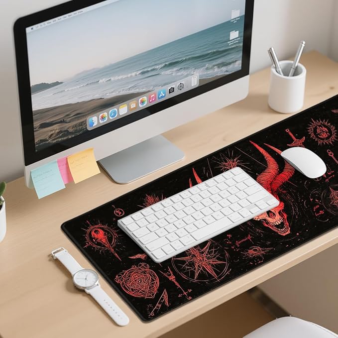 Magic Gaming Mouse Pad Large Desk Mat Red Dark Skull Mousepad for Keyboard and Mouse Extra Large Full Desk Computer Pads 31.5 x 11.8 Mouse Pads for Desk Home Office Gaming