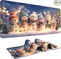 Six Snowmen Extended Gaming Mouse Pad 35.4x15.7Inch Large Desk Mat Anti-Slip Rubber Base & Durable Stitched Edges for Gamers Smooth Mouse Writing Surface for Desk Office/Home