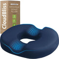 CloudBliss Donut Pillow Seat Cushion for Coccyx & Tailbone Support, Memory Foam Seat Chair Cushion for Postpartum Pregnancy, Seat Cushions for Men and Women for Home & Office, (Blue-XL)