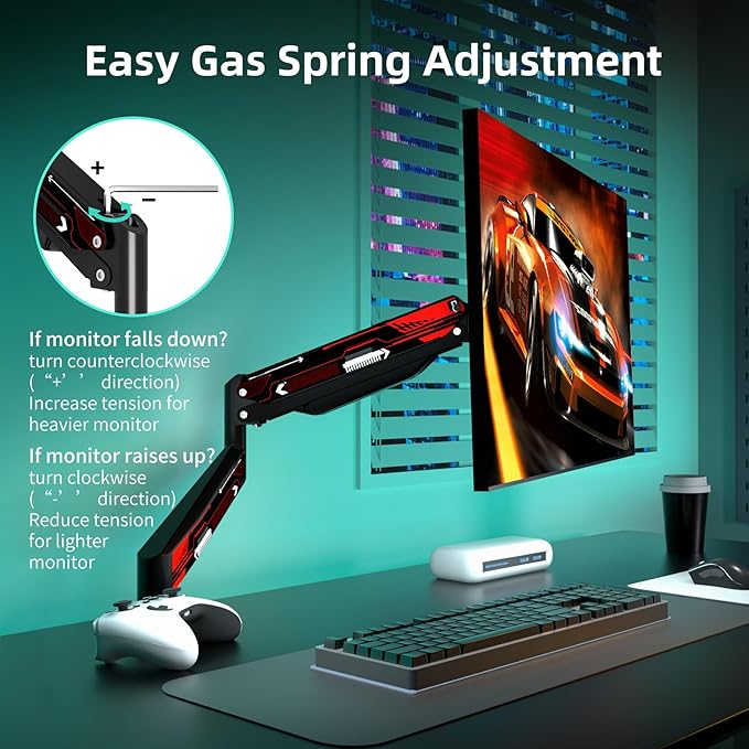 Suptek Monitor Mount, Gas Spring Monitor Arm Desk Mount Fully Adjustable Fits 32 inch Monitors Weight Capacity up to 22 lbs(MD8WR)