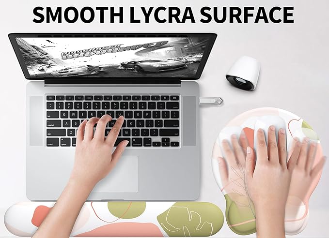 eulps Mouse Pad Wrist Support, Ergonomic Memory Foam Keyboard Wrist Pad & Gel Wrist Rest Set for Computer Keyboard for Easy Typing for Office & Home (Rose Set)