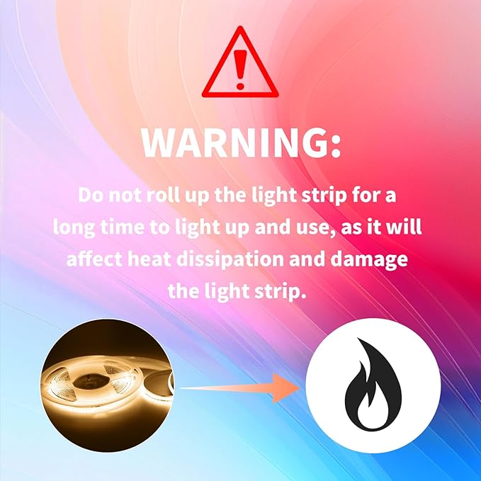16.4FT/5M COB LED Strip Light, Warm White 3000K LED Tape Lights, Cuttable LED Lights CRI93+ Flexible Dimmable Light Strip for Bedroom TV Backlight Mirror Kitchen Cabinet Decor(with Plug)
