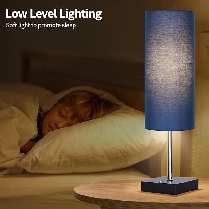 AVV Cordless Table Lamp, 5000mAh Battery Operated Lamp for Night Stand, 3 Modes Battery Powered Wireless Table Lamp, Touch Control Rechargeable Lamp for Bedroom, Living Room, 18 Inch Blue
