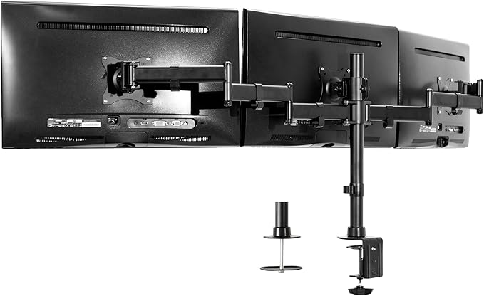 VIVO Triple Monitor Adjustable Heavy Duty Mount, Articulating Stand for 3 LCD Screens up to 24 inches STAND-V003M