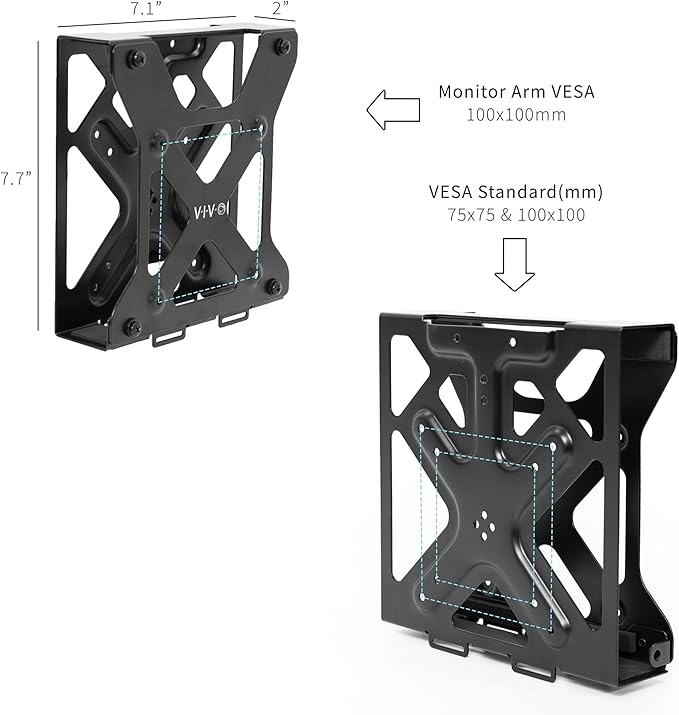 VIVO Behind Monitor Mini PC VESA Mount Designed for Dell OptiPlex Micro CPU, Monitor Arm Computer Holder, Concealed Behind Screen, Desk and Wall Mounting Options, Black, Mount-DLMM2