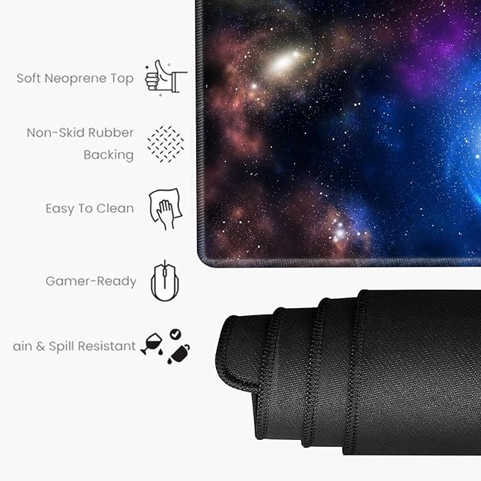 Galaxy Mouse Pad XXL Large Space Mousepad 24x12 Desk Mat Gaming Desk Pad Long Big Computer Mat Extended Mouse Mat for Wireless Mouse Non Slip Work Laptop