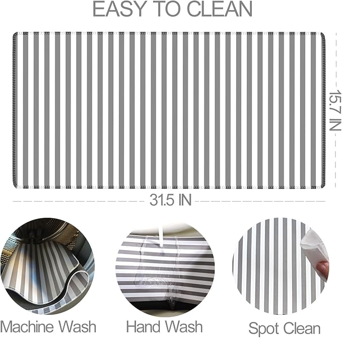 Gray Striped Desk Mat Cute Pastel XXL Large Gaming Mouse Pad Desk Pad Kawaii Aesthetic Home Office Decor Cozy Keyboard Laptop Computer Mat