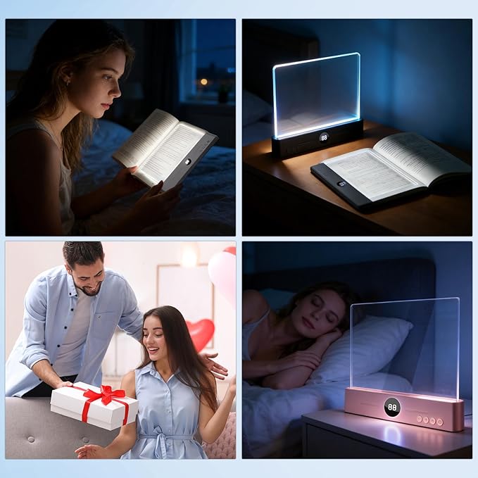 LED Book Light and Night Light 2 in 1, USB Rechargeable Clear Flat Book Light with 3 Colors & Timer, Dimmable Book Lights for Reading at Night, Scratch-Resistant, Eye-Care (Black)