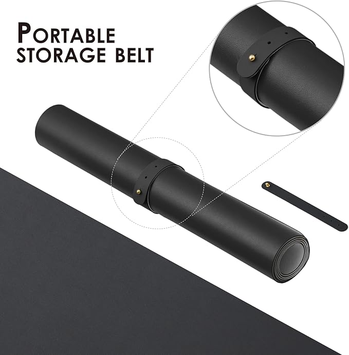 Leather Desk Mat - Non-Slip PU Desk Pad for Office Home - Organization Accessory - Ideal for Large Mouse Pads (Black,31.5"x 15.7")