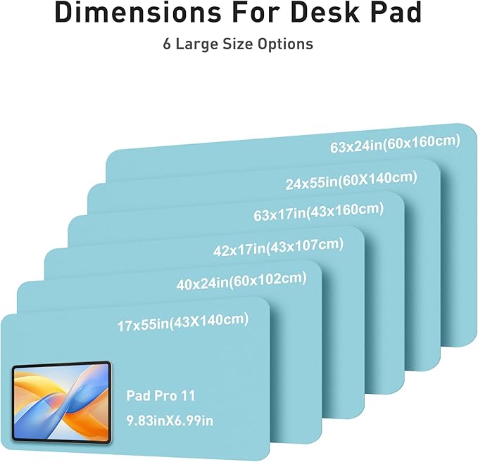 Aothia Faux Leather Desk Mat - Large Mouse Pad, Non-Slip PU Leather Blotter, Waterproof Writing Surface for Office and Home (Blue Topaz, 42" x 17")