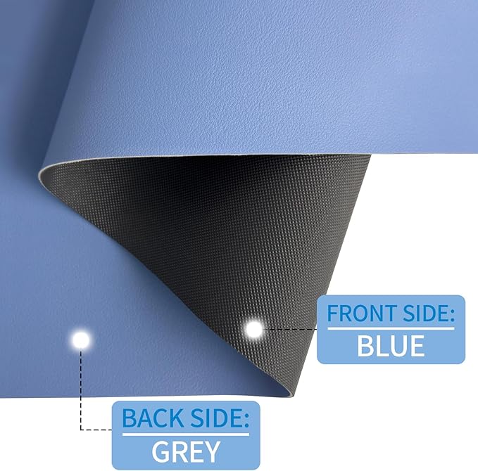 Desk Pad Mat, Leather Desk Mat for Desktop, Blue Computer Mouse Pad Non-Slip, Waterproof Keyboard Mats for Office/Home/Decor, 23.6" x 13.7"