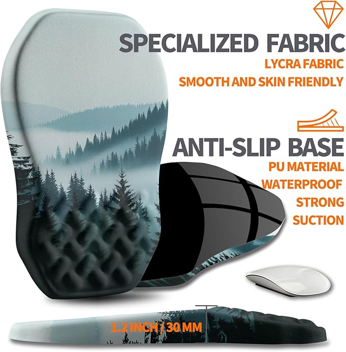 Ergonomic Slope Mouse Pad Wrist Support, Wrist Rest Mousepad for Carpal Tunnel with Massage Bulge and Slow Rebound Memory Foam (12x8 inch, Foggy Forest)
