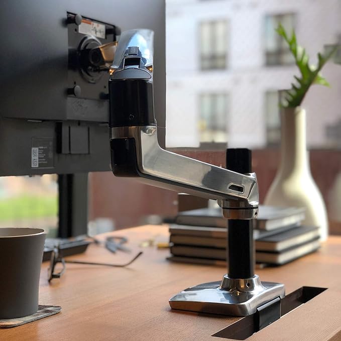 Ergotron – LX Monitor Arm, Single Monitor Desk Mount – fits Flat Curved Ultrawide Computer Monitors up to 34 Inches, 7 to 25 lbs, VESA 75x75mm or 100x100mm – Polished Aluminum