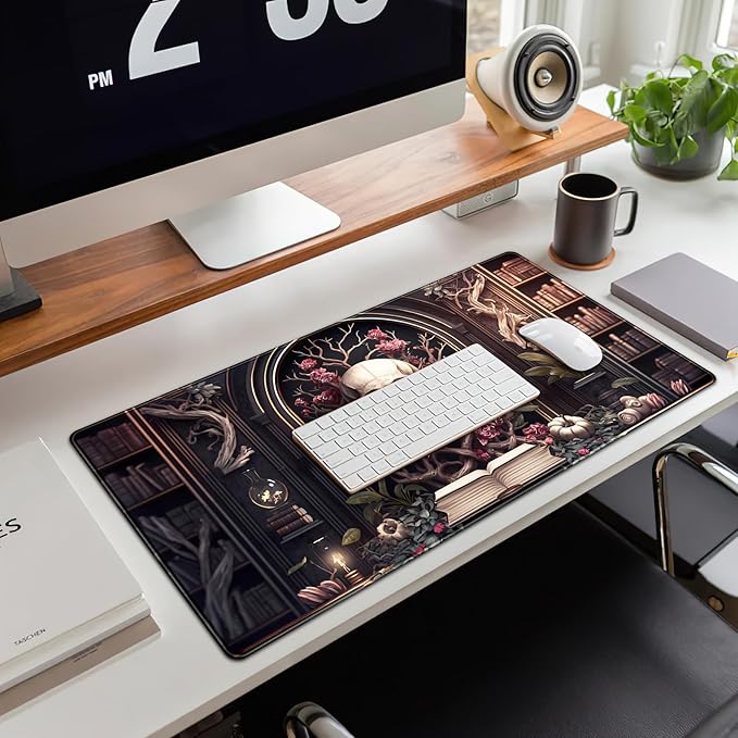 Gothic Large Mouse Pad XXL Desk Pad Gaming Mousepad Extended Keyboard Mat 31.5 x 15.7 in Black Fabric with Lycra Surface and Rubber Base