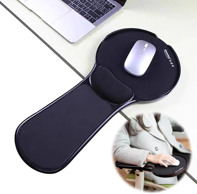 LL-COEUR Memory Foam Arm Support Wrist Rest for Table and Chair, Ergonomic Armrest Desk Extender, Multifunctional Computer Mouse Pad (Black)