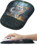 Adorable Kitty Cat Ergonomic Mouse Pad for Carpal Tunnel Pain Relief, 65% Usable Mouse Area, Memory Foam Concave Wrist Rest for Office, PC, Gaming