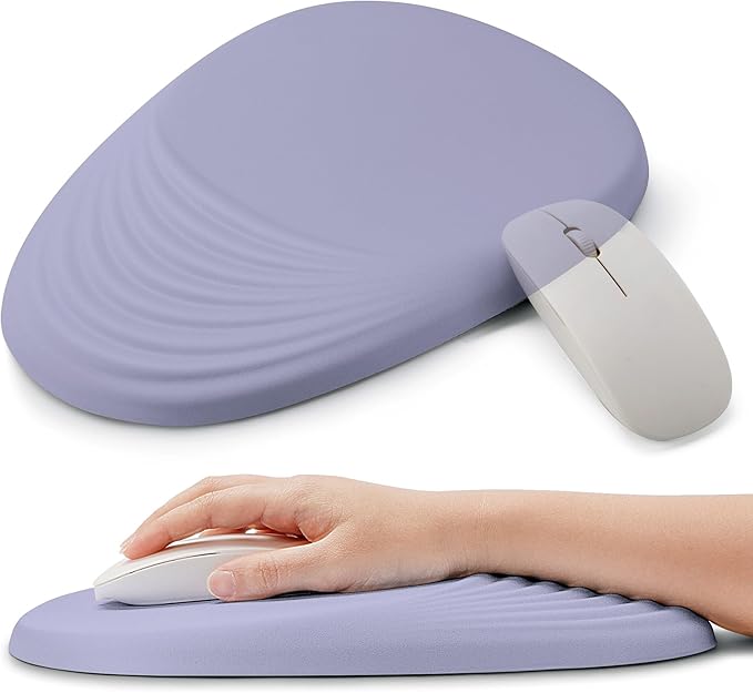 Ergonomic Mouse Pad with Wrist Support, Memory Foam Wrist Rest for Pain Relief & Carpal Tunnel, Non-Slip Base for Office, Computer, PC, Laptop (12x8x1.2inch, Light Purple)