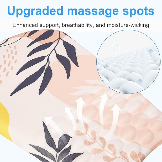 Ergonomic Wrist Mouse Pad with Massage Design, Wrist Rest Mousepad with Memory Foam Non-Slip PU Base, Mouse Pad with Wrist Support for Wireless Mouse & Desk, Y Boho Leaves