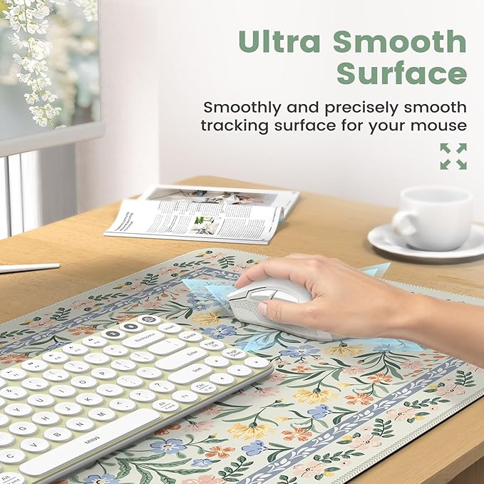 iCasso Green Desk Pad Mat, Large Mouse Pad and Keyboard Wrist Rest Set, Desk Protector Mat, 4in1 Ergonomic Keyboard Pad with Wrist Support for Desktop Home Office Computer Cover