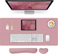 Mouse Pad and Keyboard Wrist Rest, 3-in-1 Large Keyboard and Mouse Pad Set, Ergonomic Wrist Rest for Computer Keyboards, Non-Slip Desk Mat Protector for Women (Purple Pink, 35.4" X 16.9")