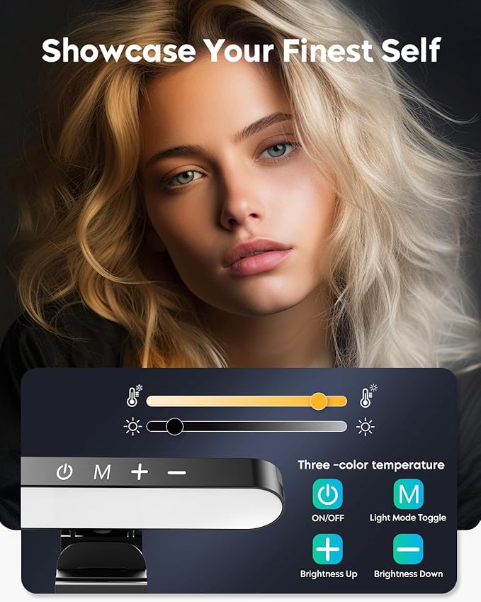 UBeesize Video Conference Lighting, LED Streaming Light for Video Calls, Webcam Light with Adjustable Monitor Mount, Zoom Lighting for Computer, Laptop Ring Light for Video Recording, Double Kit